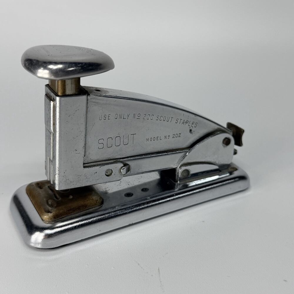 Small Vintage Ace Scout Stapler 202 Silver WORKS USA 5" Office